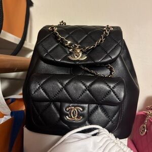 (SOLD)CHANEL NEW SMALL CC DUMA BACKPACK BLACK LAMBSKIN